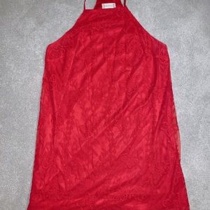 Red Lace Halter Dress